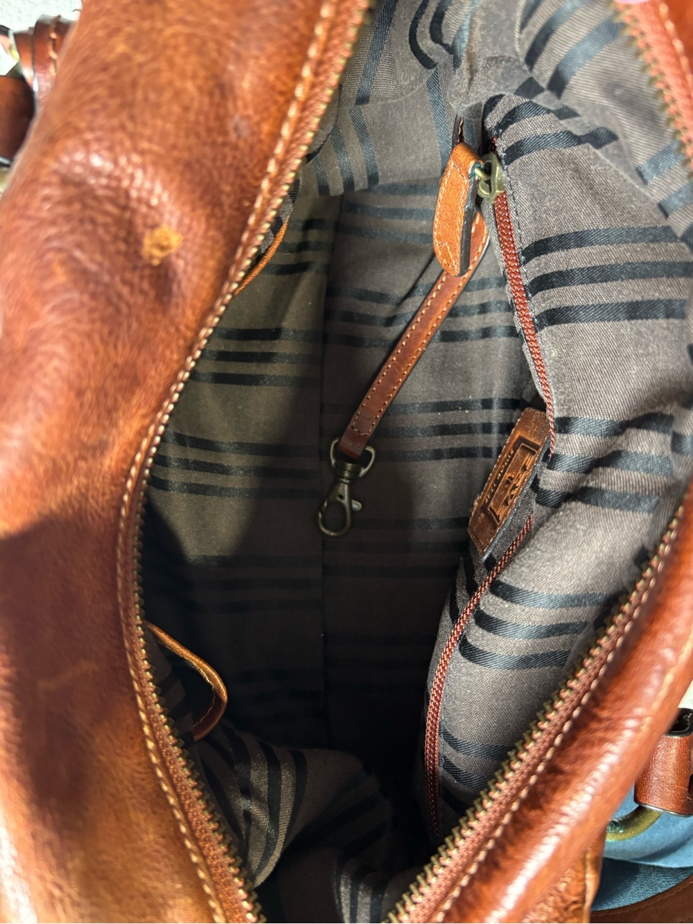 Frye Brown Leather Roxanne Satchel with Brass Hardware - Picture 6 of 6